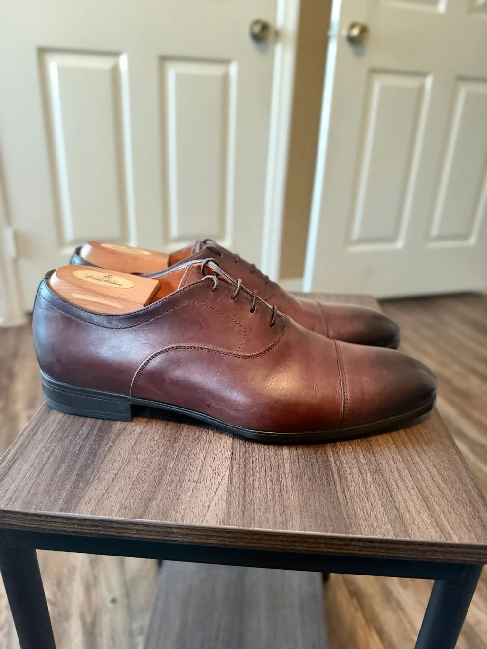 Santoni - Brown Leather Men's Oxford Dress Shoes